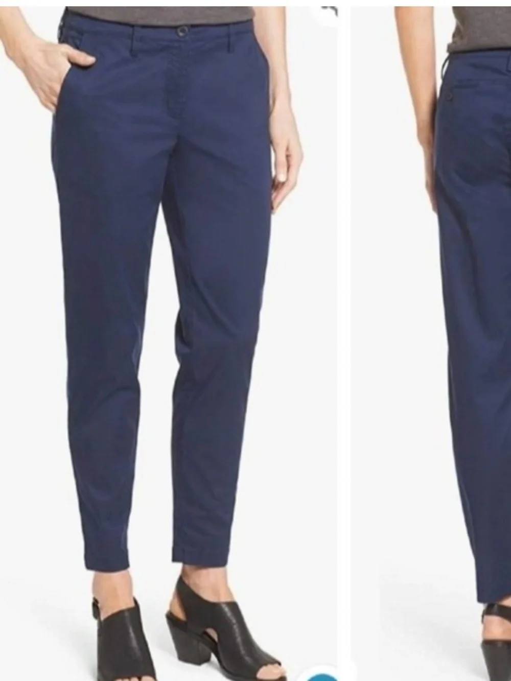 EILEEN FISHER Pants Womens Blue Organic High Rise Tapered Leg Ankle PP 0-2 NEW